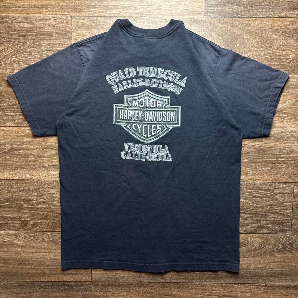 Vintage Y2K Black Sun Faded Harley Davidson Temecula California Tee